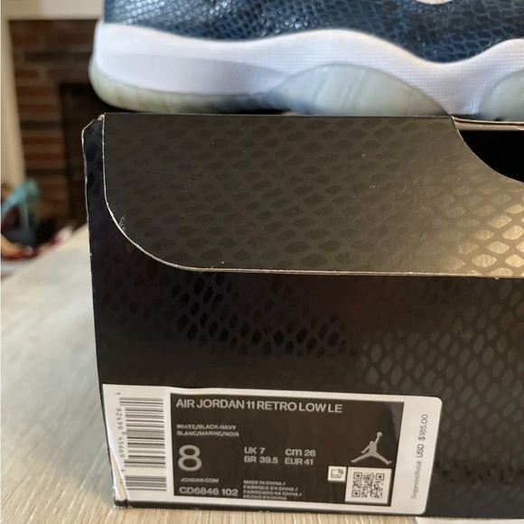 Jordan 11 Low Navy Snakeskin 8 - Picture 2 of 9